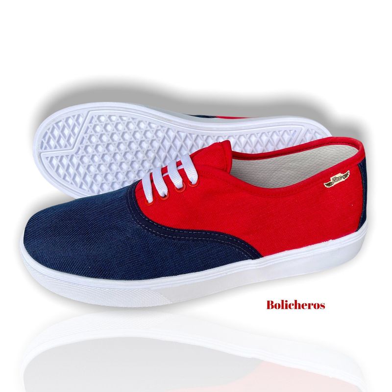 XIAN SHOES - Mocasin cordones azul rojo Hombre
