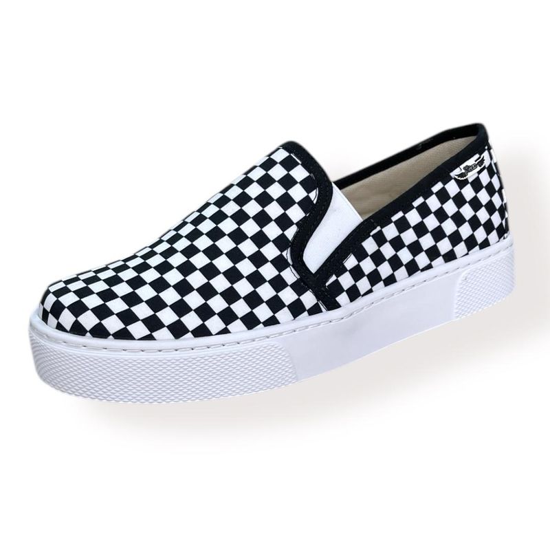 XIAN SHOES - Oxford mocasin cuadros negro total Hombre