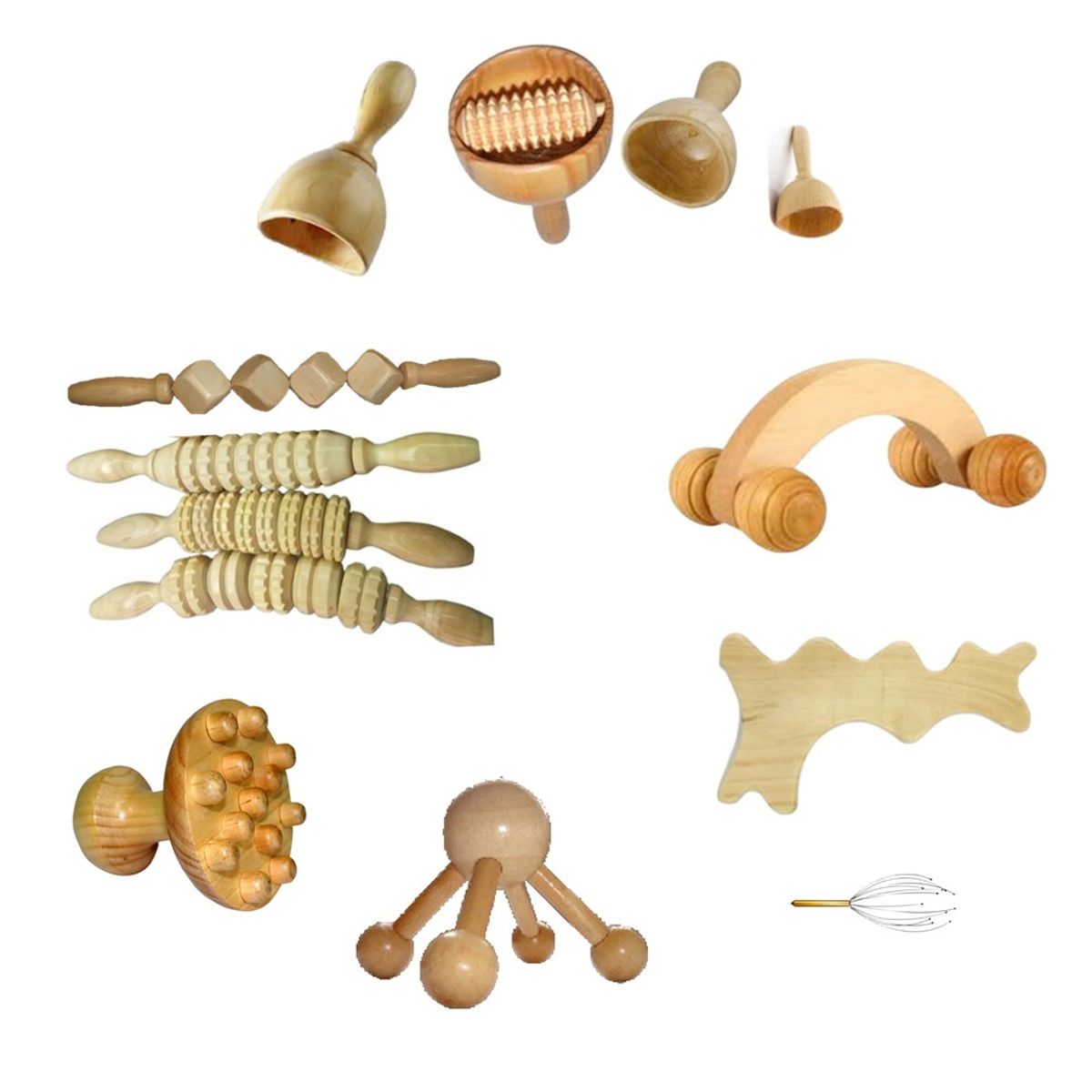 GENERICO - masajeador kit de maderoterapia x 13 piezas estetica maderoterapia