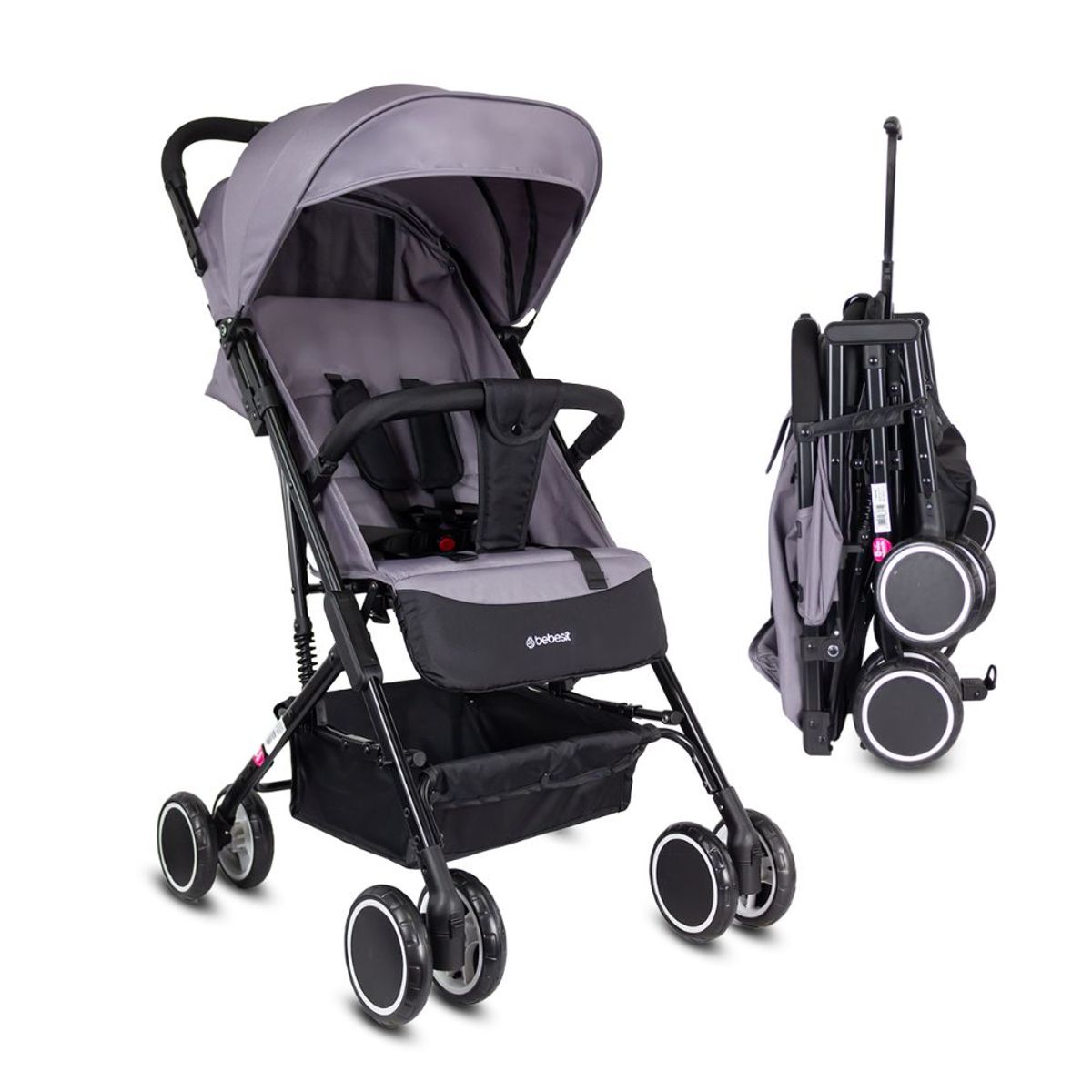 BEBESIT - Coche Para Bebe Paseador Tipo Maleta Bebesit Bit Gris.
