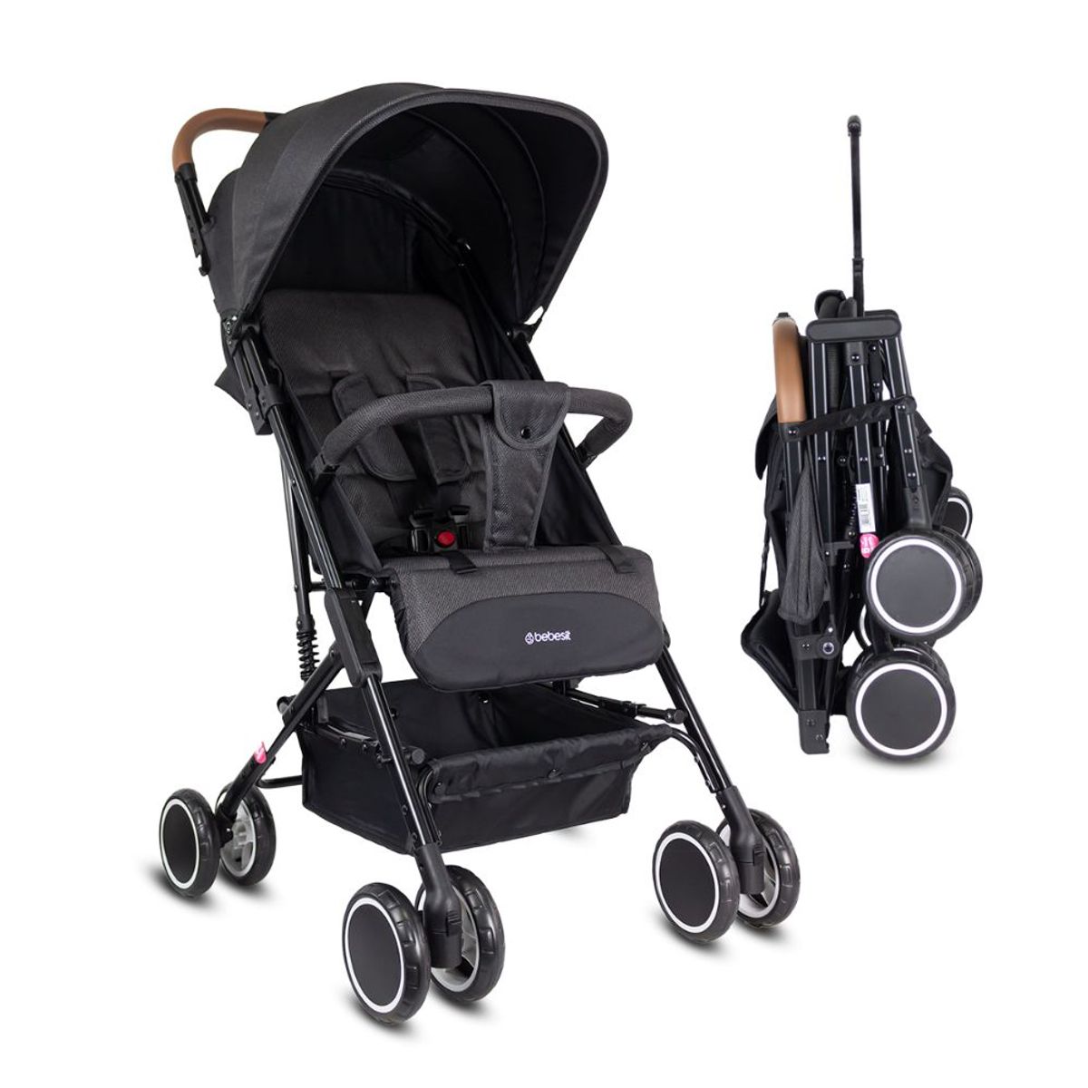 BEBESIT - Coche Para Bebe Paseador Tipo Maleta Bebesit Bit Negro