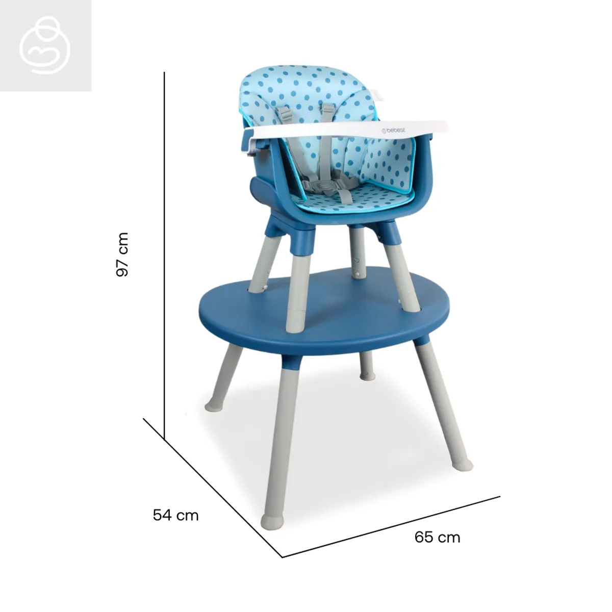 BEBESIT - Silla Comedor Bebe 3 en 1 Escritorio Multifuncional Azul