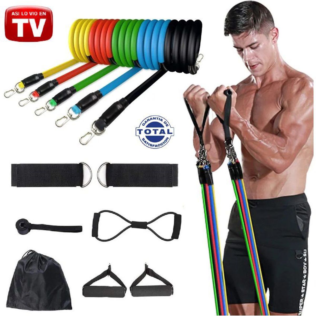 ZHOPI CO - Combo Bandas Elasticas Resistencia Tubulares Y Bandas Planas