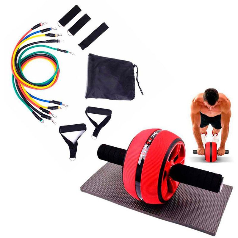 ZHOPI CO - Kit set rueda abdominal ab wheel  bandas tubulares 11pcs