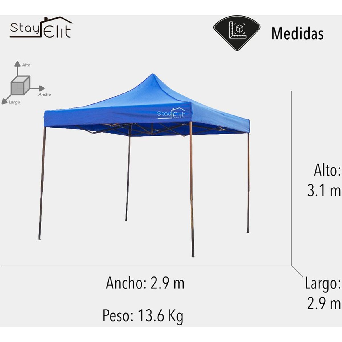 STAY ELIT - Toldo carpa 3x3 plegable reforzado impermeable-