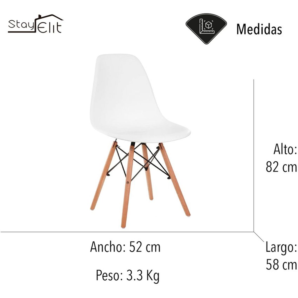 STAY ELIT - Set de 2 sillas minimalistas color blanco