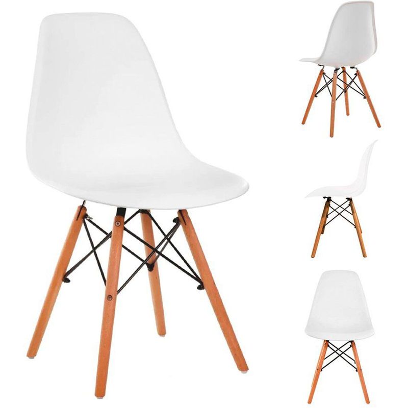STAY ELIT - Set de 4 sillas tipo eames minimalistas blanco hogar oficina
