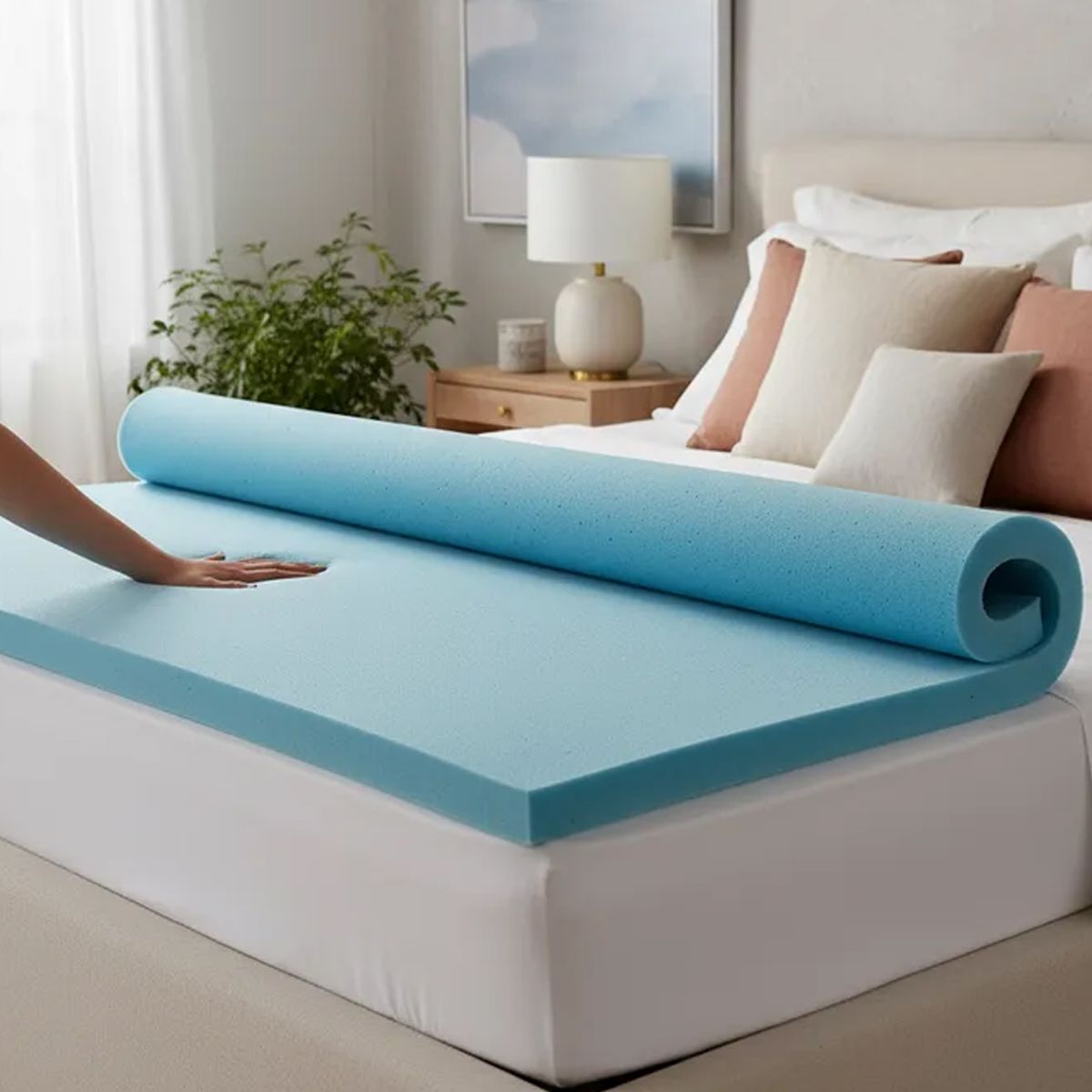 TECHCONFORT - Sobrecolchon topper en gel y viscoelástica tamaño 120x190 semidoble