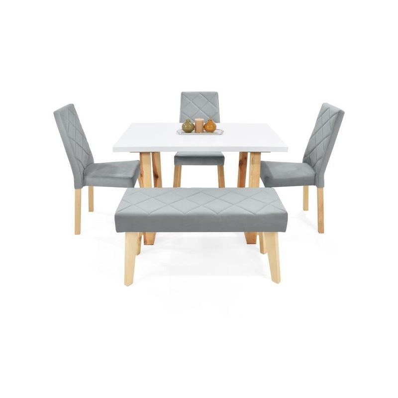 VENECIA - Set de Comedor Andara Liverpool 4P con Butaco en Tela Plata