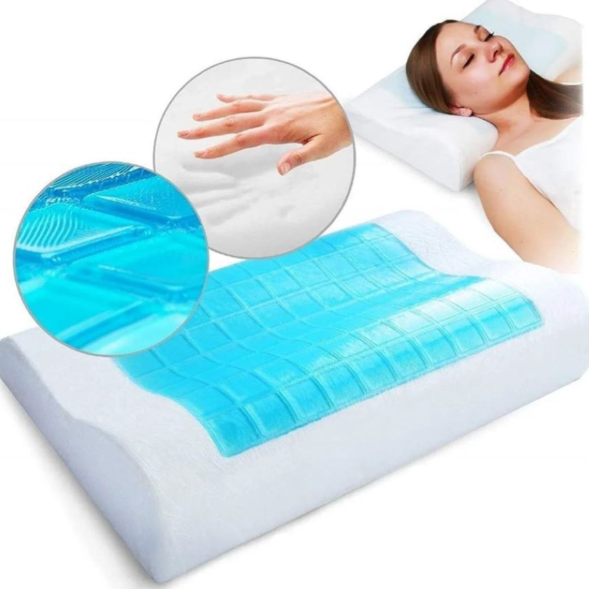 ZHOPI CO - 2 Almohada Ortopedica Memory Foam Gel Activo Fresco Funda