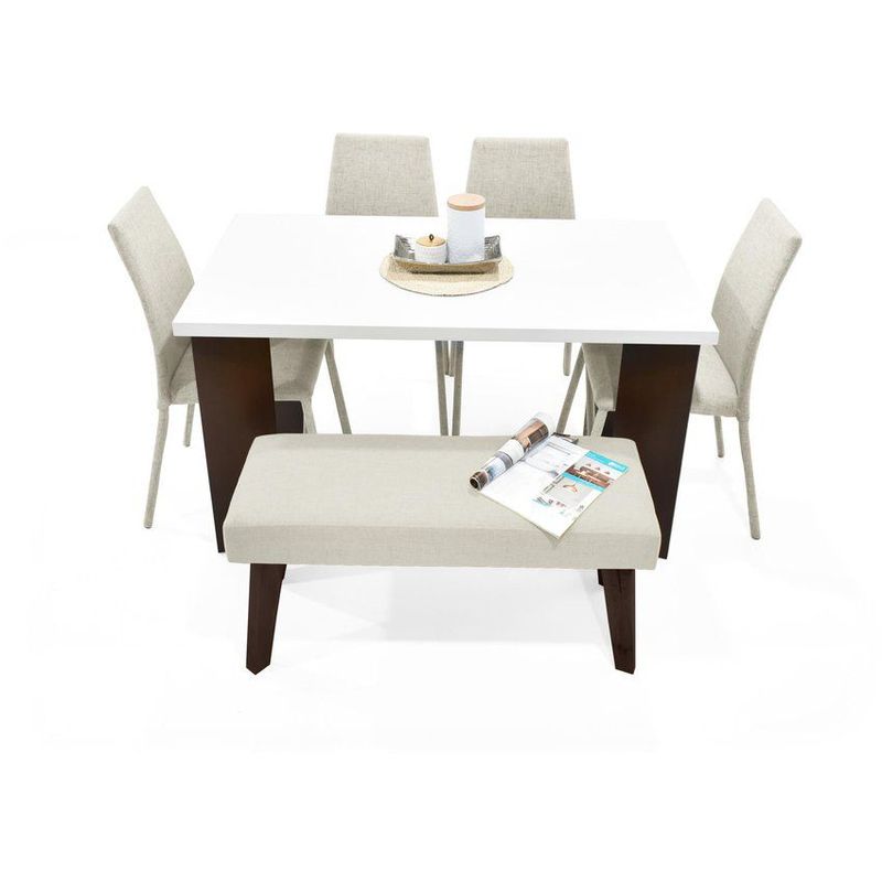 VENECIA - Comedor 6P Sevilla con Sillas Venecia y Butaco en Tela Taupe