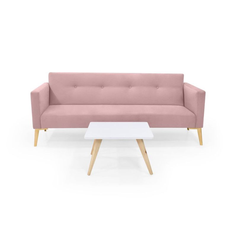 VENECIA - Sofá Turquia en Tela Rosa con Mesa de Centro Nova