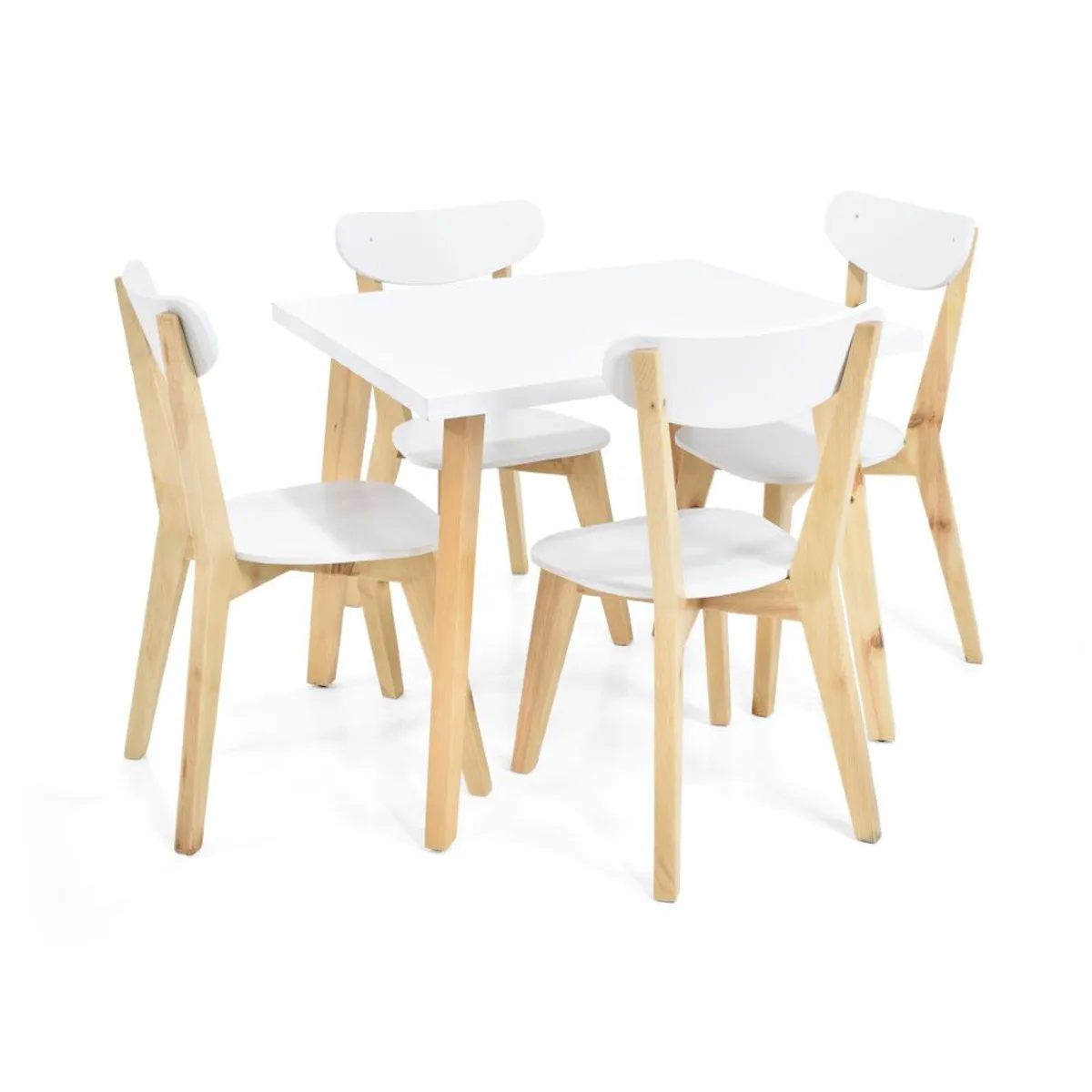 VENECIA - Comedor 4 Puestos Tiza con Sillas Sidney