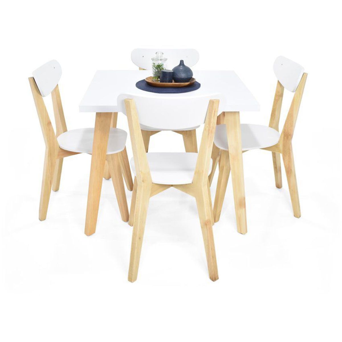 VENECIA - Comedor 4 Puestos Tiza con Sillas Sidney