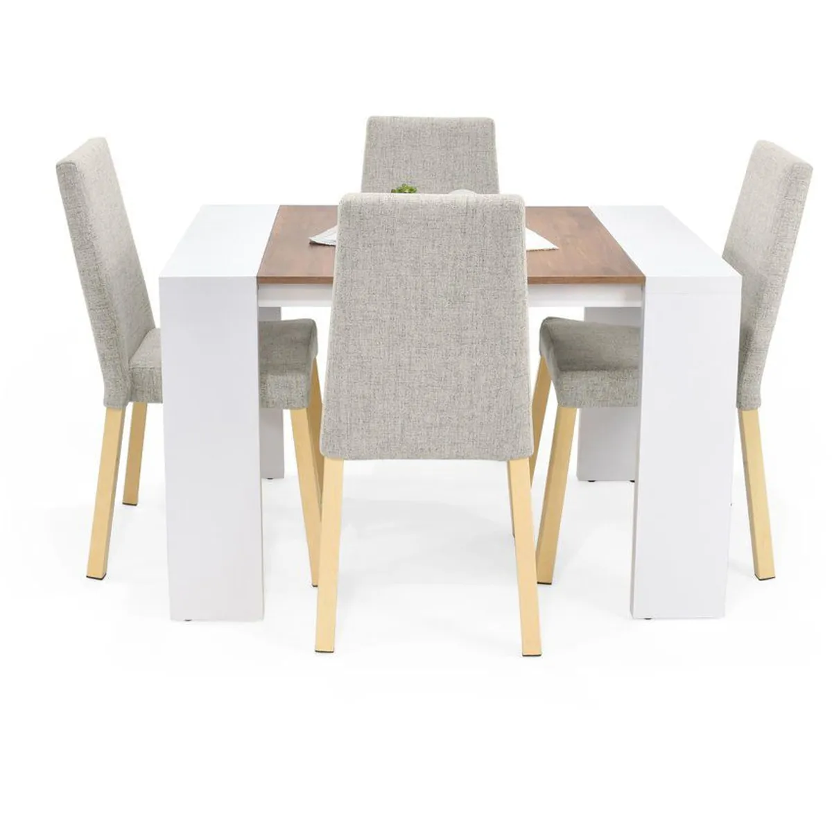 VENECIA - Set de Comedor 4 Puestos Chicago + Sillas Viena Tela Taupé_.