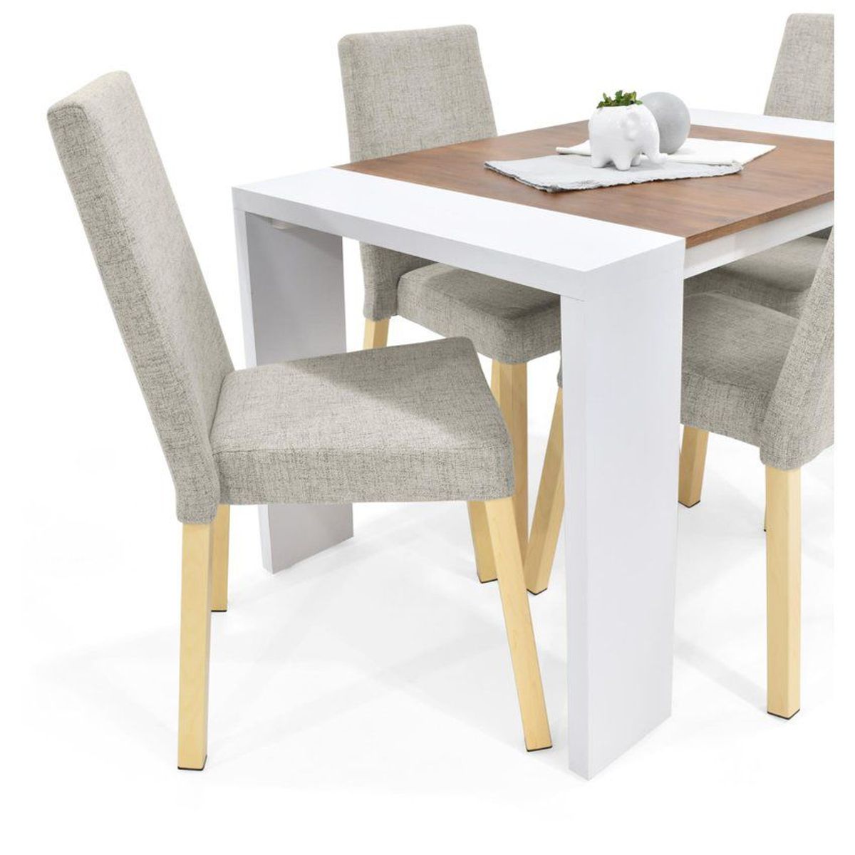 VENECIA - Set de Comedor 4 Puestos Chicago + Sillas Viena Tela Taupé_.