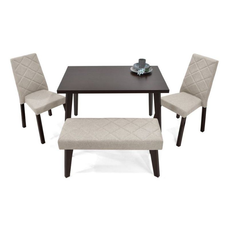 VENECIA - Comedor 4 Puestos Liverpool Wengue en Tela Beige