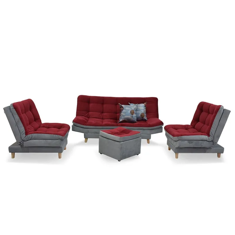 INDUSTRIAL BASESTILOS - Sala Moltochic jumbo lino rojo-gris patas de metal
