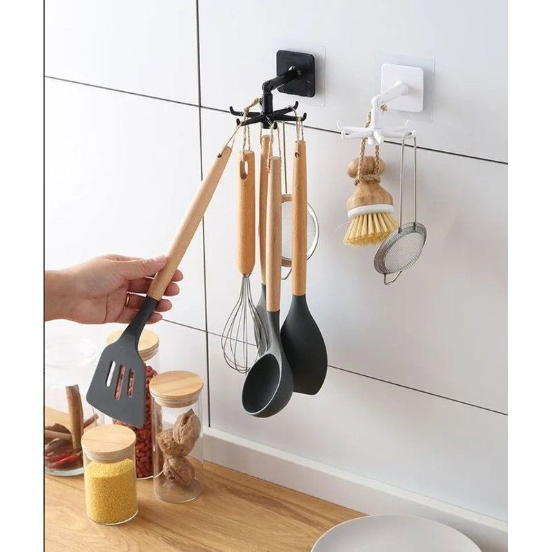 ZHOPI CO - 2 Unidades Gancho Soporte Colgador Utensilios De Cocina 360 Grados