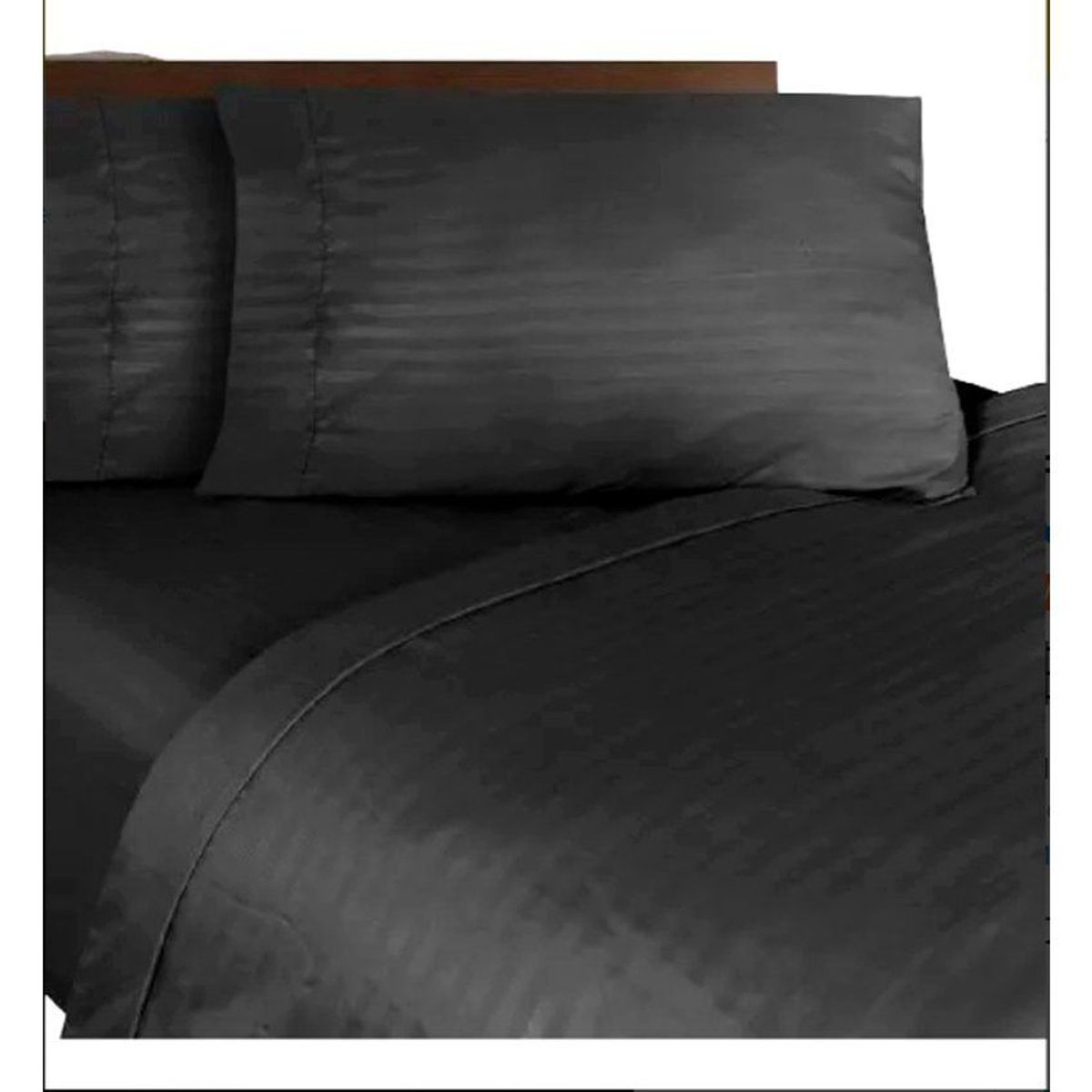 ZHOPI CO - Juego Sabanas Cama KING Unicolor Negro de Lujo