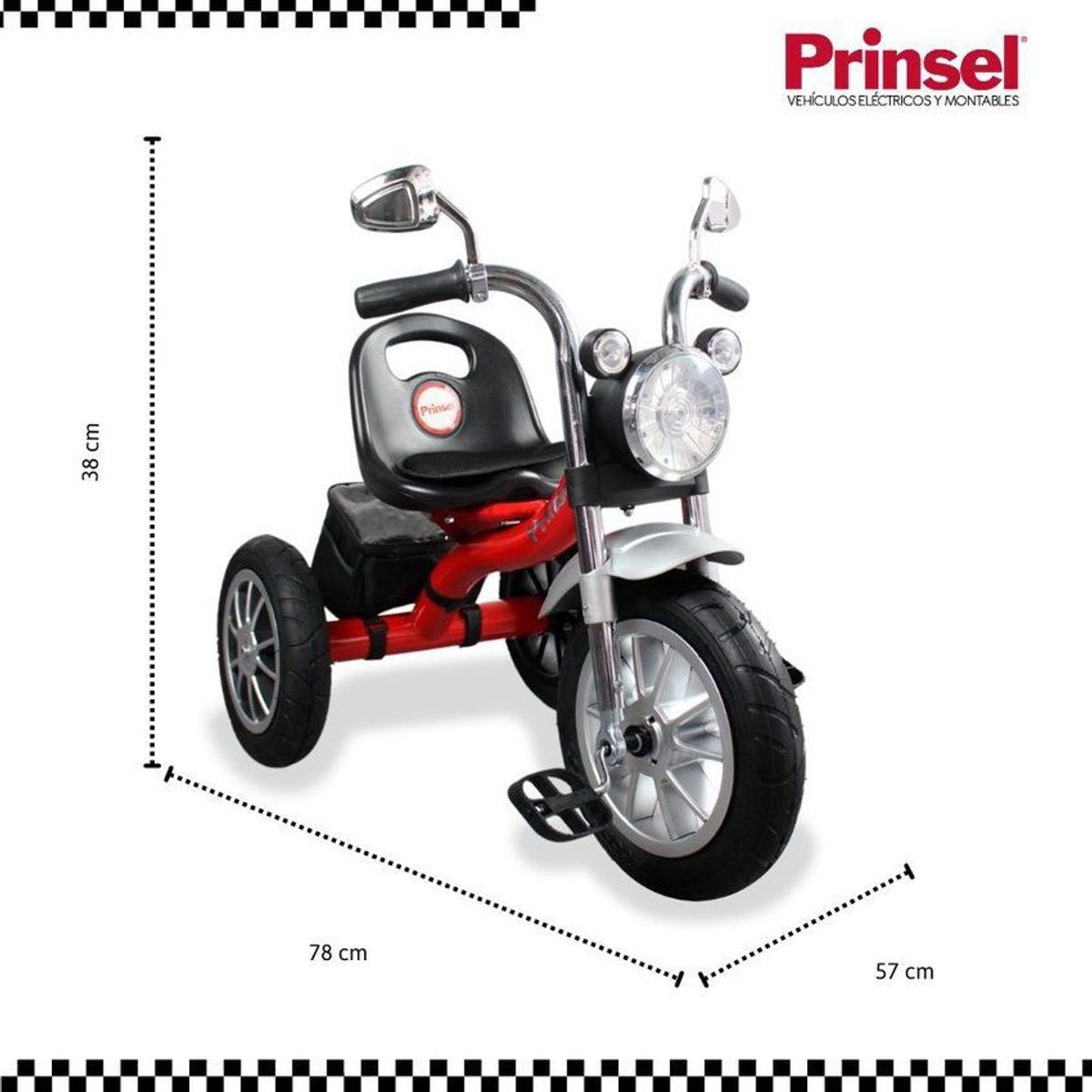 PRINSEL - Triciclo Para Niños Magnum Con Ruedas Neumático Inflable