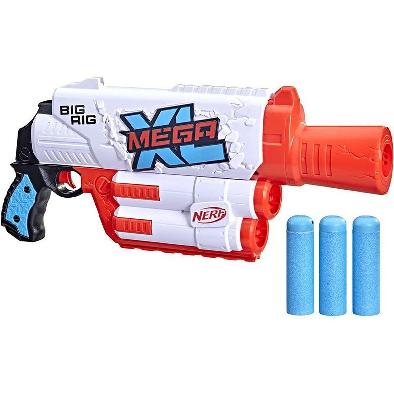 HASBRO - Nerf mega xl big rig blaster mega dardos incluye 3 dardos xl