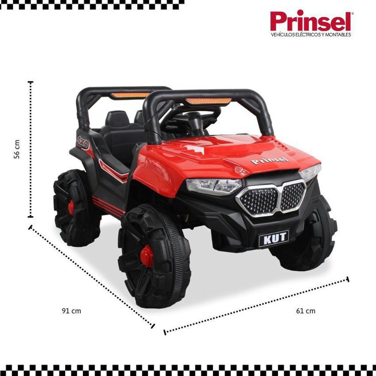 PRINSEL - Carro Electrico Niño Montable Off Road Dlx Rojo 12V