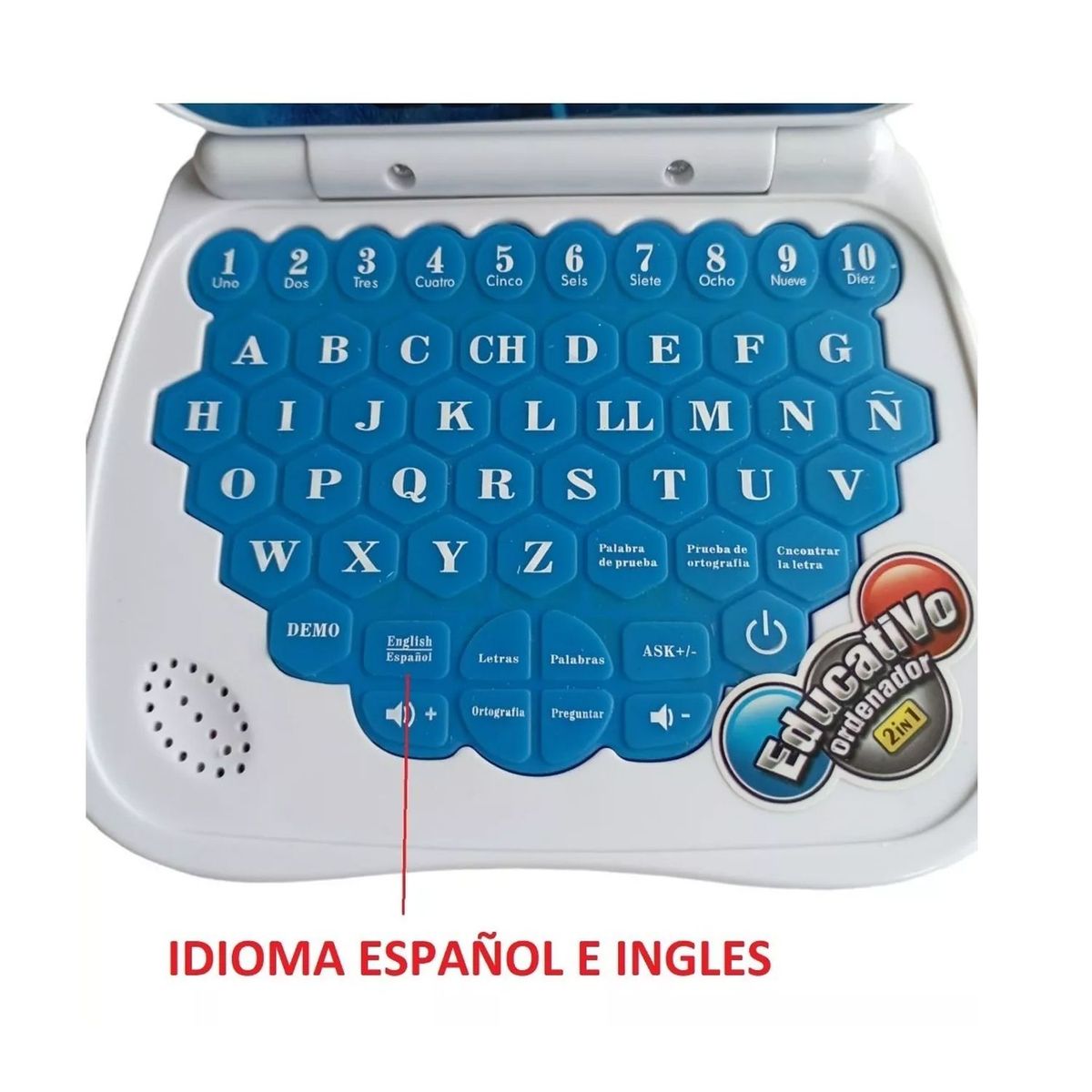 ONE PIXEL - Computador Didactivo Educativo EspañolIngles Azul Con Mouse