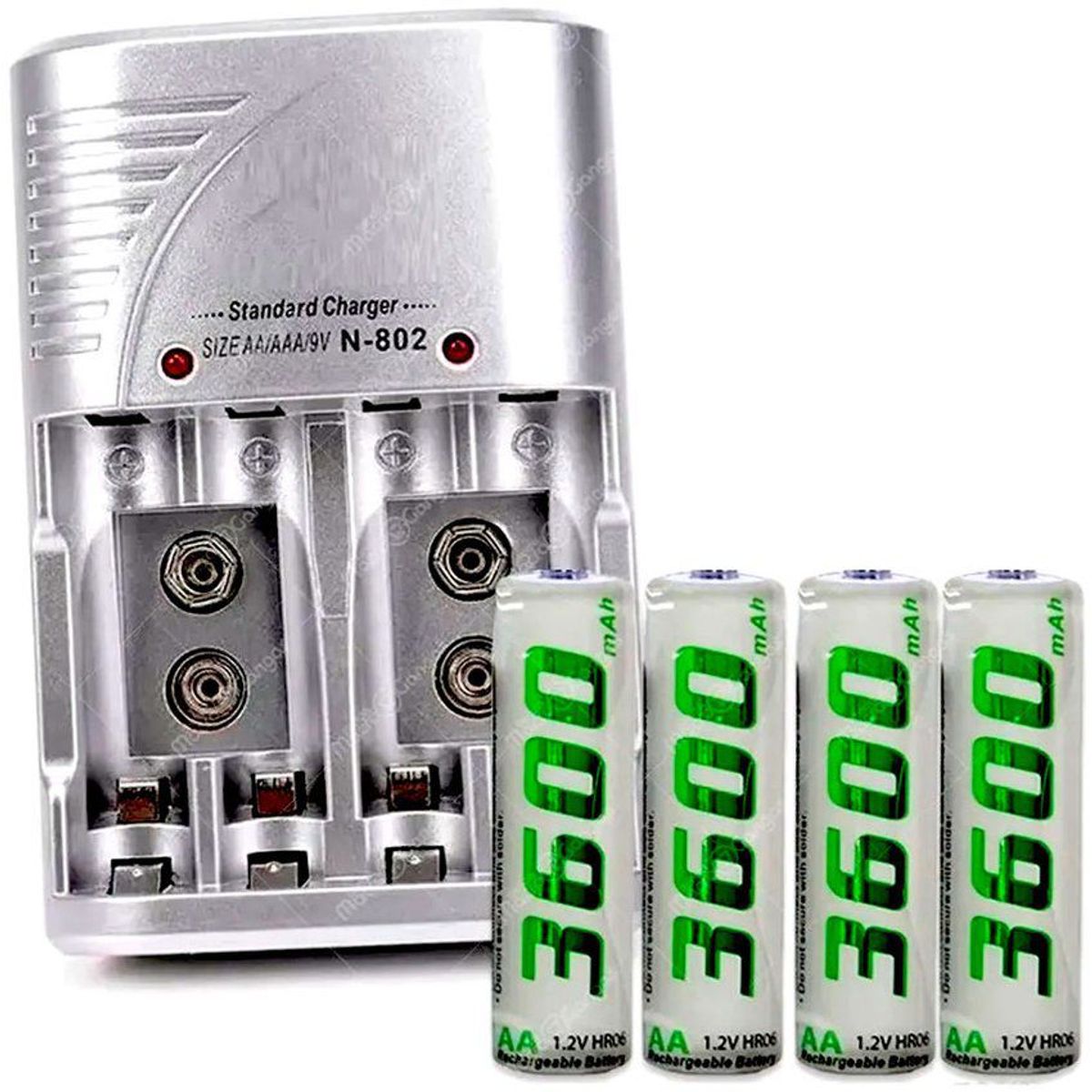 IRONBAT - Cargador de pilas recargables ironbat 3600mah aaa/aa /9v + 4 baterías