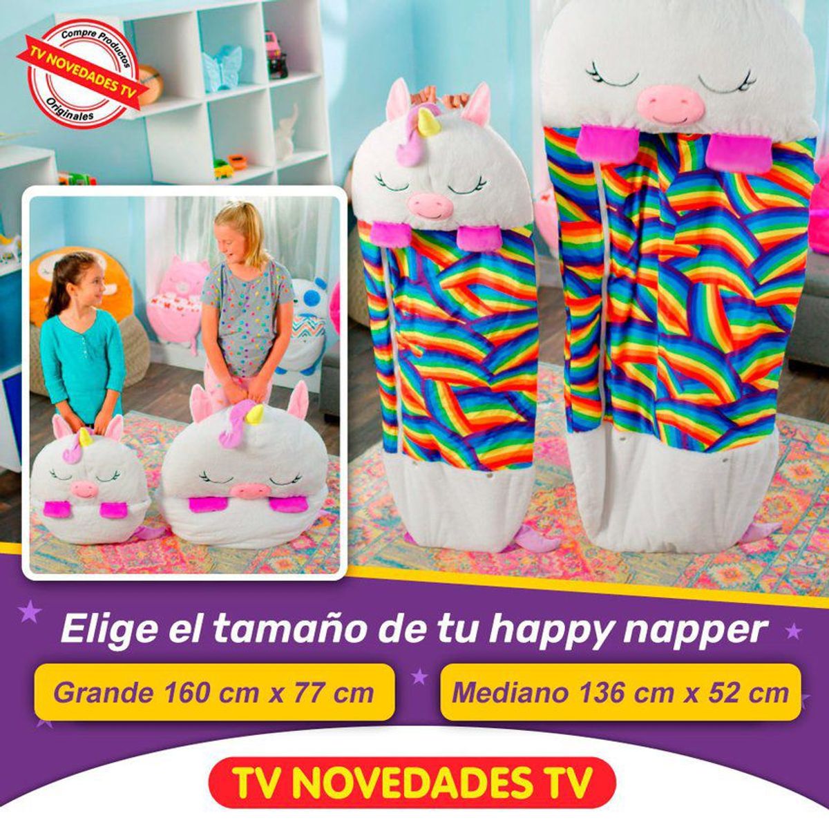 HAPPY NAPPERS - Saco de dormir para niños happy nappers unicornio blanco