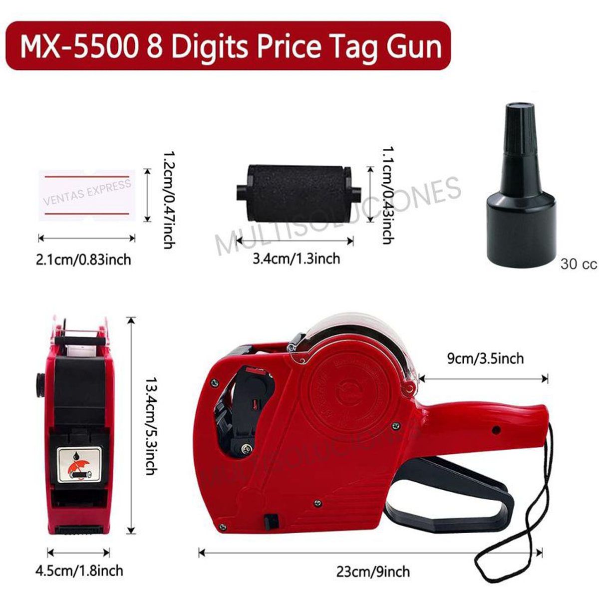 GENERICO - Combo Etiquetadora De Precios MX5500 + Tinta + 3 Rollos