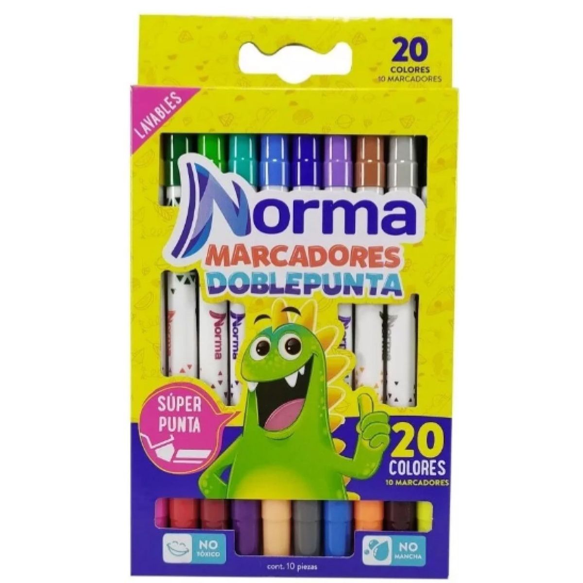 EDITORIAL NORMA - Marcadores Plumones Lavables Doble Punta X 10 Norma