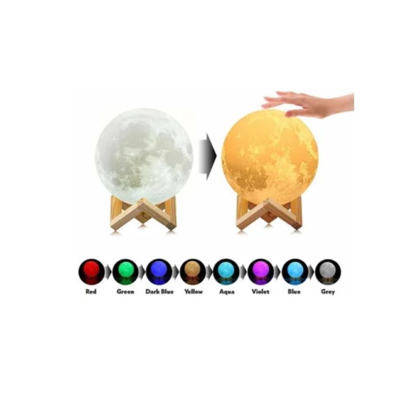 ZHOPI CO - Lampara 3d luna 15 cm recargable led 7 colores touch.