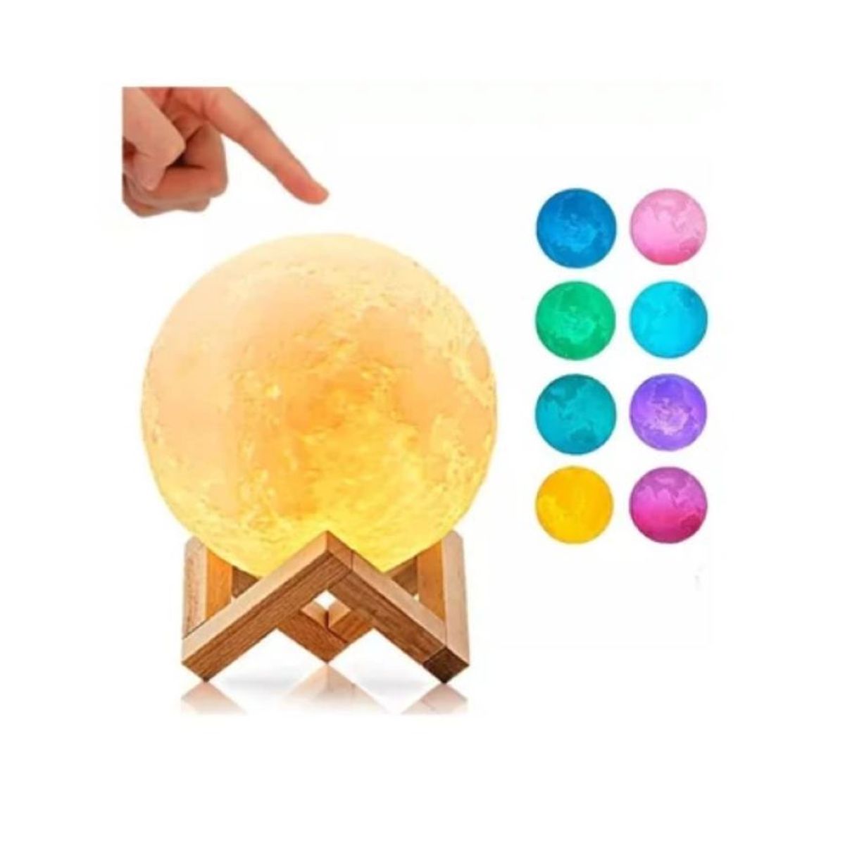 ZHOPI CO - Lampara 3d luna 15 cm recargable led 7 colores touch.