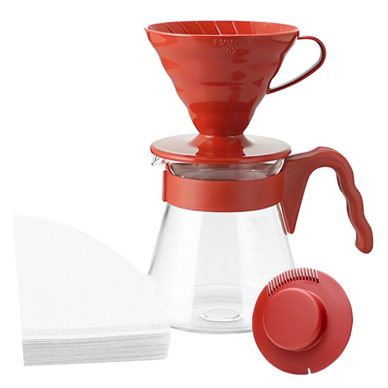 HARIO - Kit Dripper V60 Hario Rojo (Tamaño #2 - 700 ml)