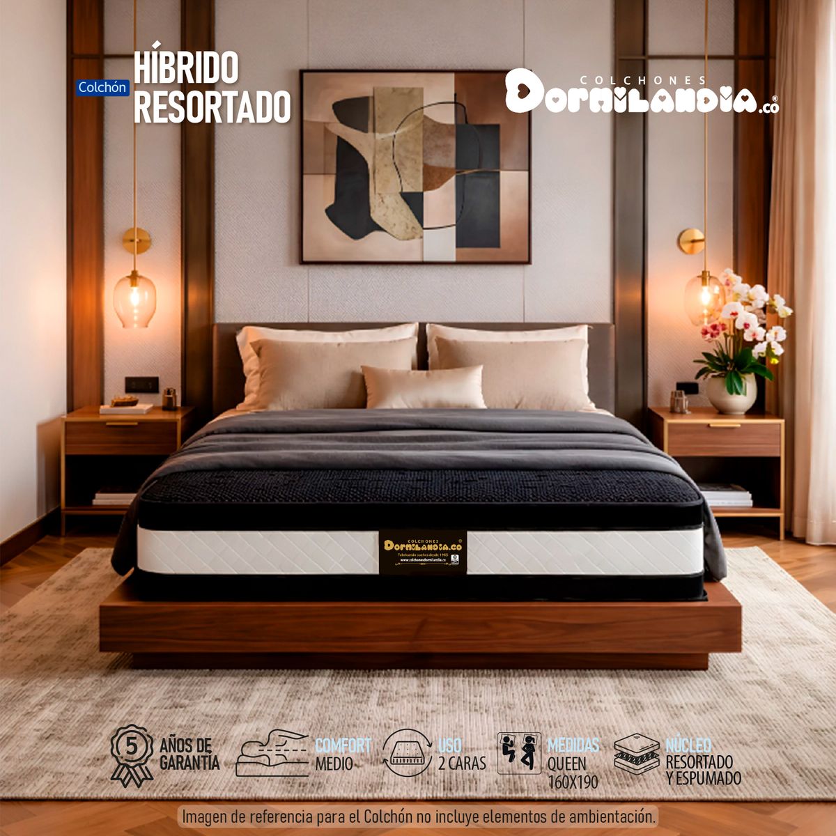 DORMILANDIA - Colchón Híbrido Queen Resortado