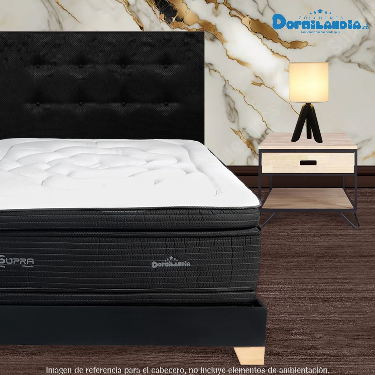 DORMILANDIA - Cabecero para cama semidoble dublin negro