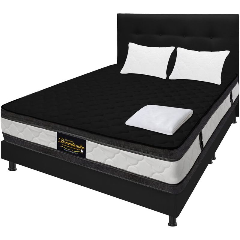 DORMILANDIA - Super mega combo negro queen 160x190 resortado marshall