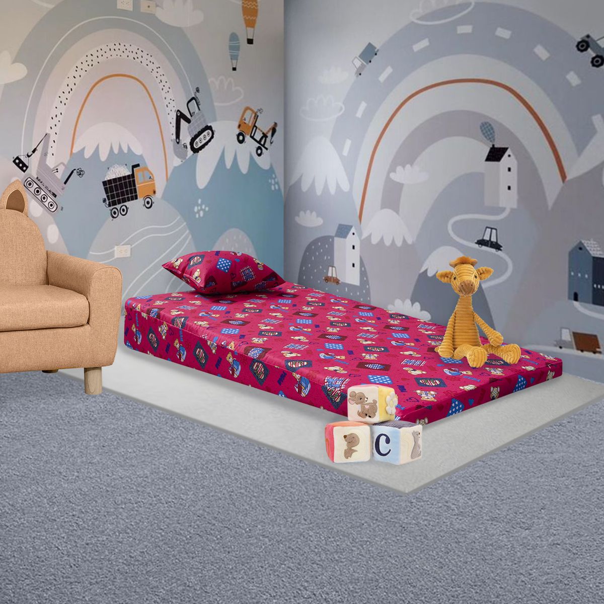 DORMILANDIA - Colchoneta antireflujo 100 x 60 - rosado osos baby + obsequio.