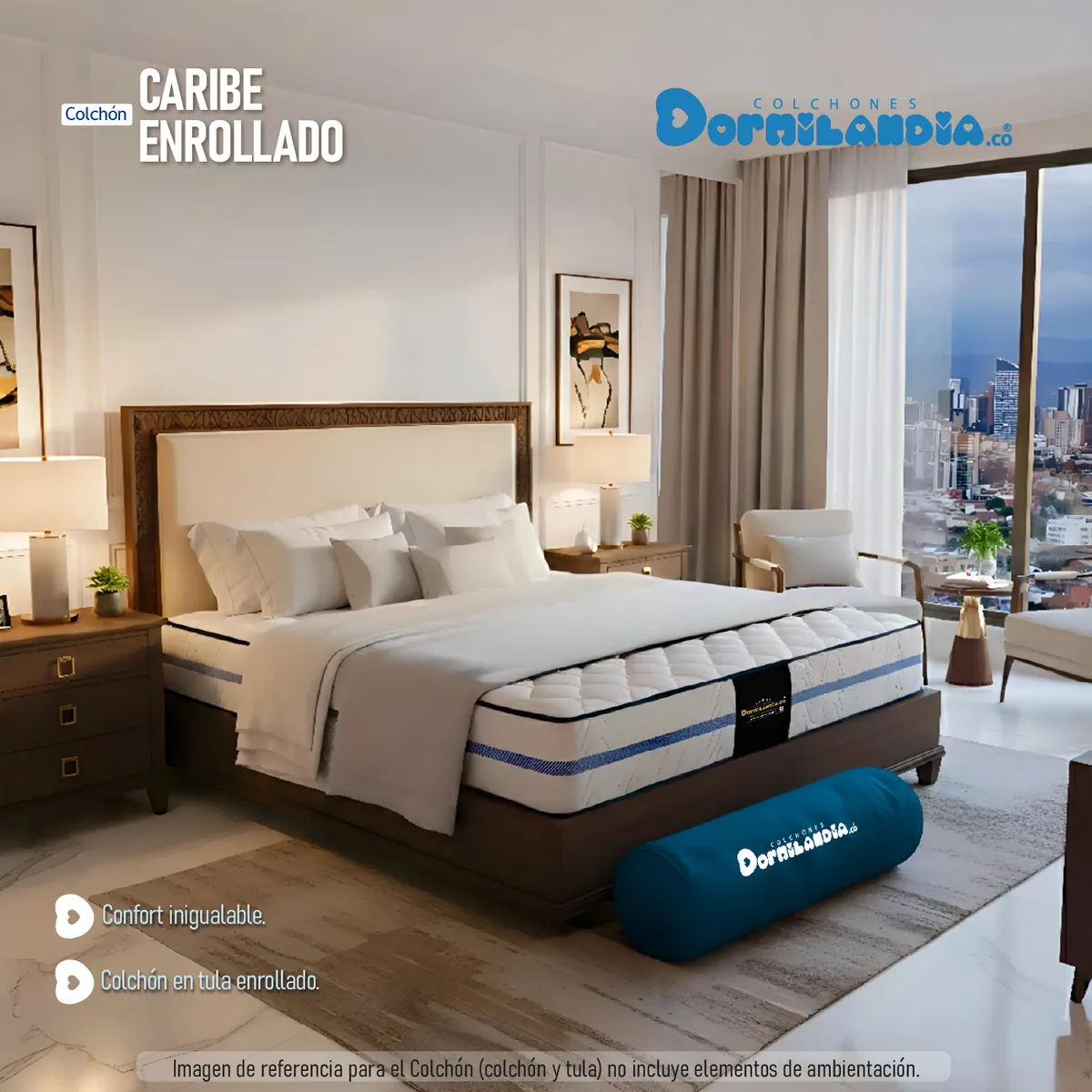 DORMILANDIA - Colchón Caribe Sencillo Resortado Enrollado en Tula Confortable