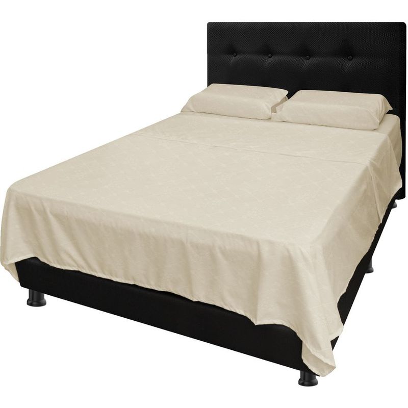 DORMILANDIA - Juego de sábanas tela 100% poliéster embozada para cama king 200 beige