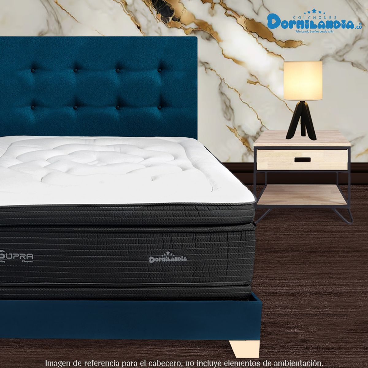 DORMILANDIA - Cabecero para cama semidoble dublin azul