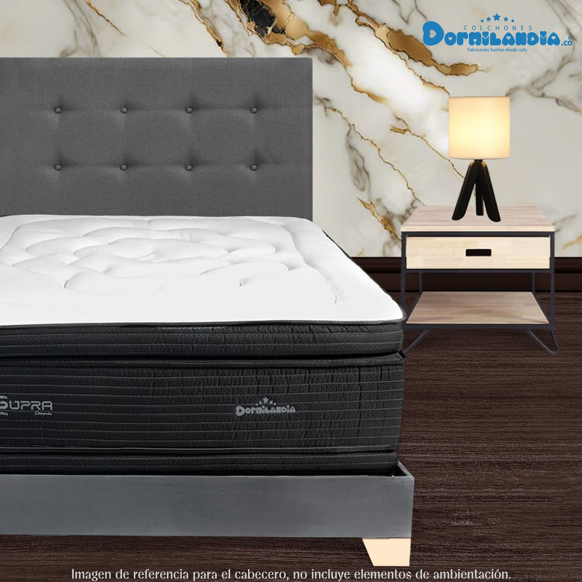 DORMILANDIA - Cabecero para cama queen dublin gris