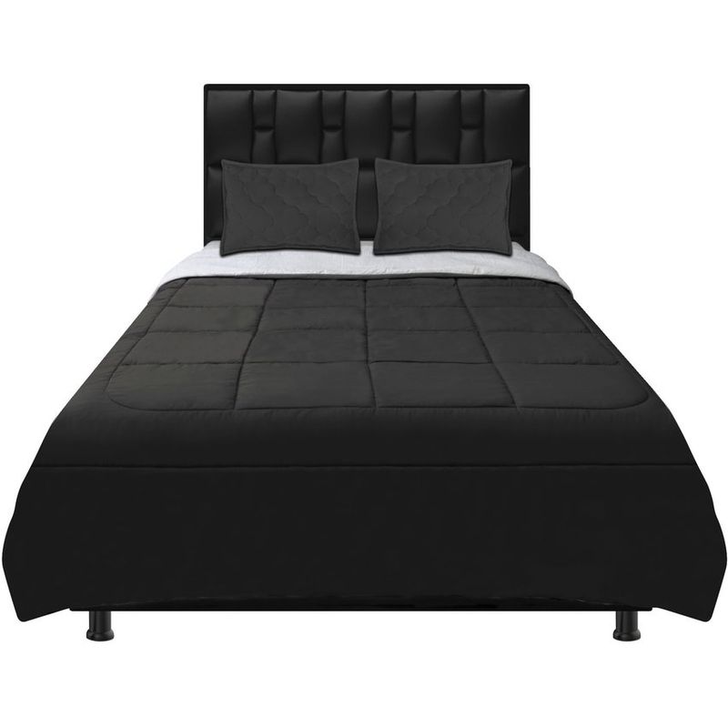 DORMILANDIA - Cubrelecho doble faz queen 160 negro - blanco
