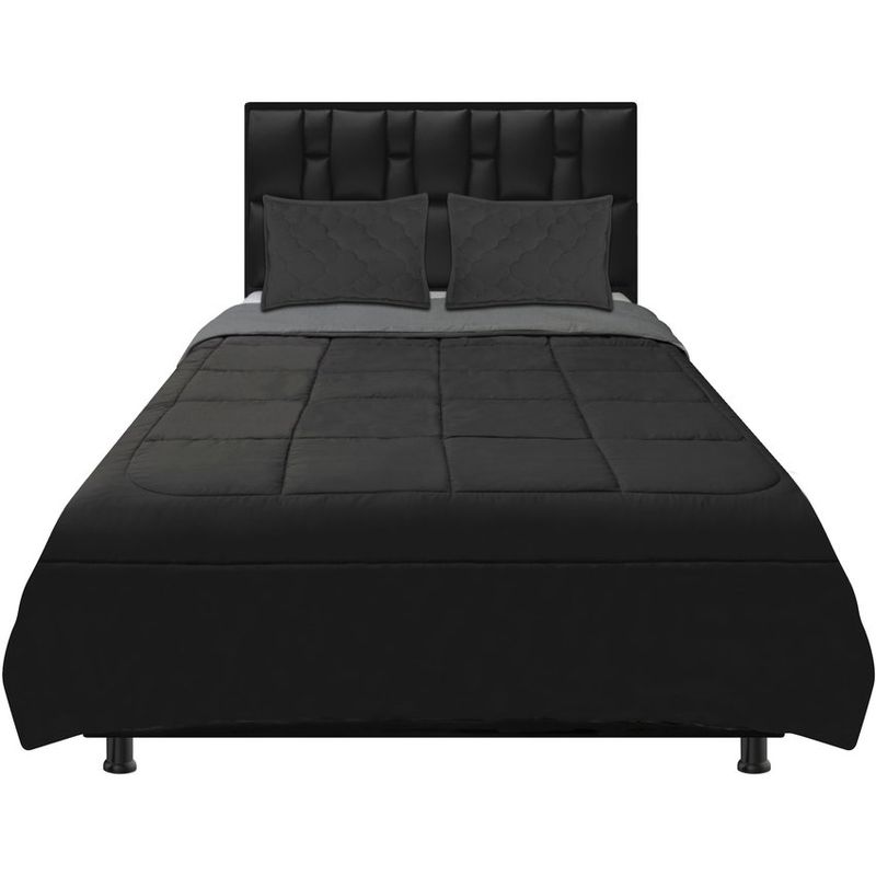 DORMILANDIA - Cubrelecho doble faz king 200 gris - negro