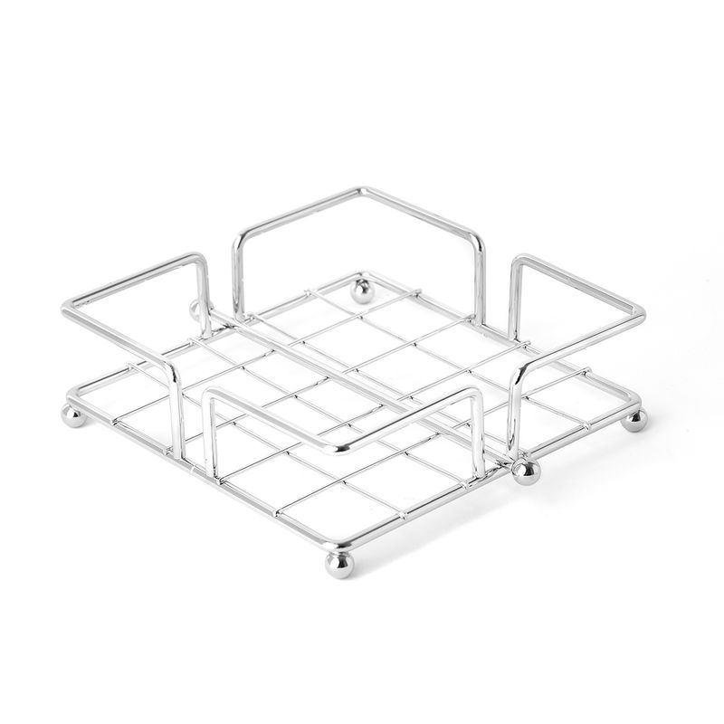 ESSENZA - Servilletero Horizontal Cuadrado Cromado de Lujo con Soporte Essenza