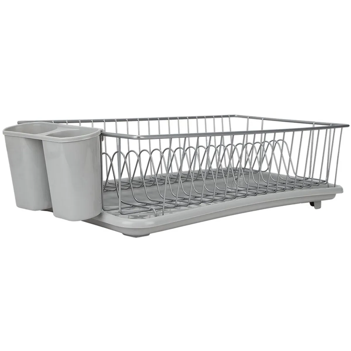 ESSENZA - Escurridor de Platos y Cubiertos Eco Gris con Drenaje Essenza