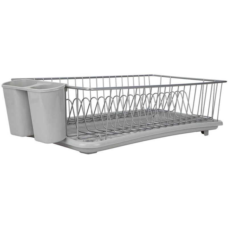ESSENZA - Escurridor de Platos y Cubiertos Eco Gris con Drenaje Essenza