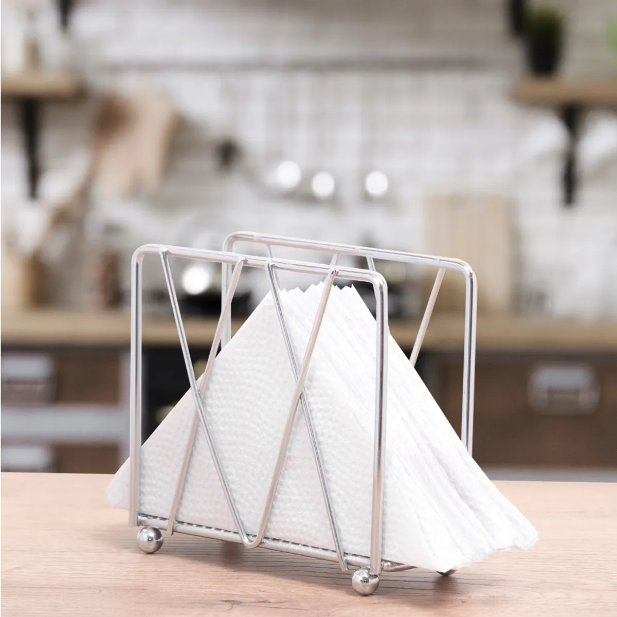 ESSENZA - Servilletero de Mesa Pequeño en Metal Cromado Essenza