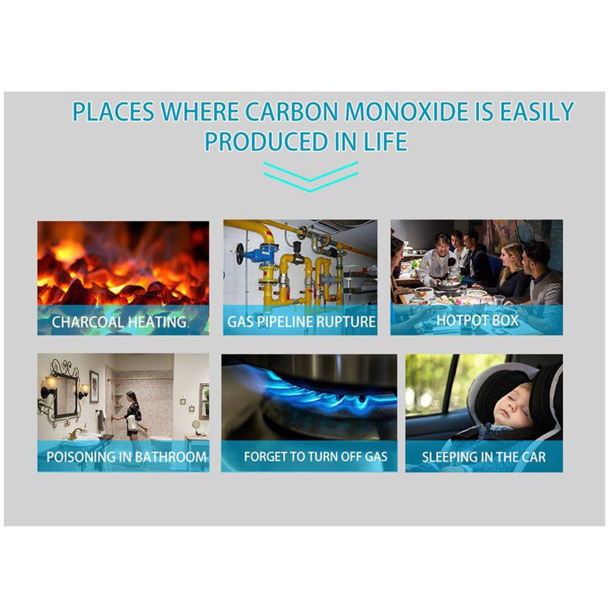 SISDATA - Detector sensor monóxido de carbono incendios inalámbrico